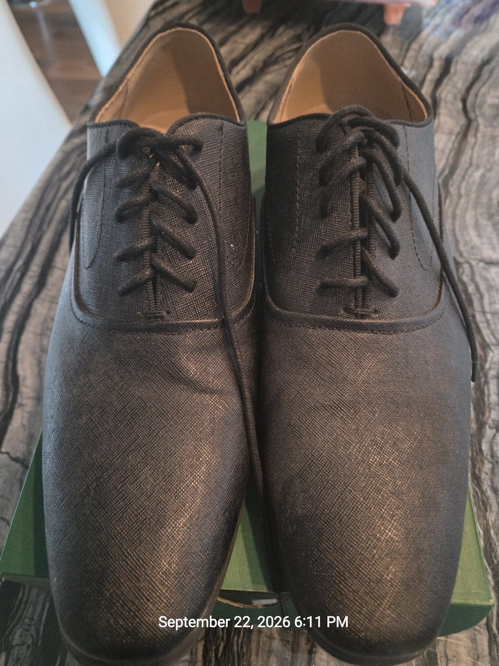 Mix Number 6 Neze Men's Black Textured Oxford Lace-Up Shoes